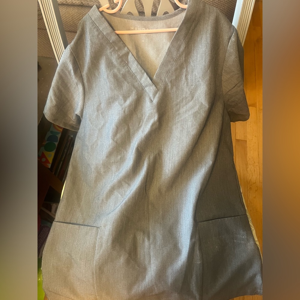 Matching Top and Bottom Mandala Gray Scrubs